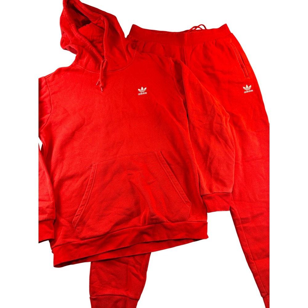 Adidas Originals Mens Primegreen Trefoil Hoodie and Sweatpants Set Red Large